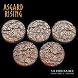 3D Printed Asgard Rising Worn Pavingstone - 5 x 25 28 32 35 mm Round Base Set B Wargaming DnD - Charming Terrain