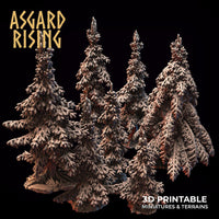 3D Printed Asgard Rising Young Conifers Spruce Forest Tree Set 32mm D&D - Charming Terrain