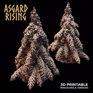 3D Printed Asgard Rising Young Conifers Spruce Forest Tree Set 32mm D&D - Charming Terrain