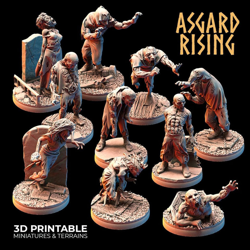 3D Printed Asgard Rising Zombies Undead Set 28mm - 32mm - Charming Terrain