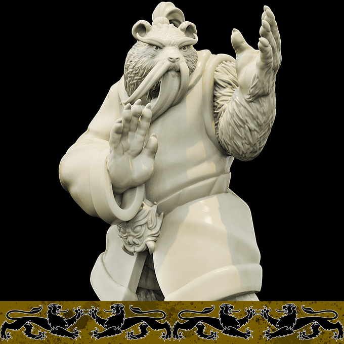 3D Printed Bestiary Vol. 4 Nafarrate - Cu Chulan Bear Monk 32mm Ragnarok D&D - Charming Terrain