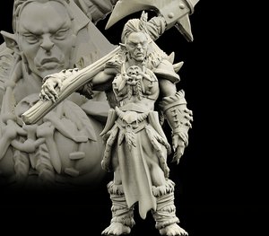 3D Printed Bestiary Vol. 4 Nafarrate - Gatha Female Orc 32mm Ragnarok D&D - Charming Terrain