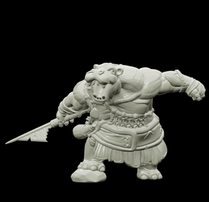 3D Printed Bestiary Vol. 4 Nafarrate - Kiboko Hippo Man 32mm Ragnarok D&D - Charming Terrain