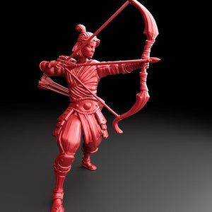 3D Printed Bestiary Vol. 5 Nafarrate - Archer Samurai 32mm Ragnarok D&D - Charming Terrain