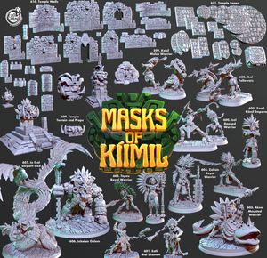 3D Printed Cast n Play Akna, Mounted Warrior Masks of Kiimil 28 32mm D&D - Charming Terrain