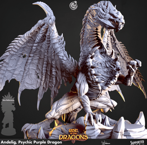 3D Printed Cast n Play Andelig Psychic Purple Dragon Rise of the Dragons 28 32mm D&D - Charming Terrain