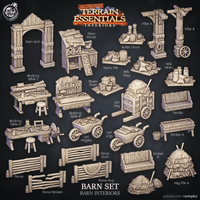 3D Printed Cast n Play Barn Interiors Terrain Essentials 28mm 32mm D&D - Charming Terrain