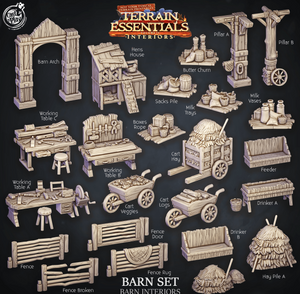 3D Printed Cast n Play Barn Interiors Terrain Essentials 28mm 32mm D&D - Charming Terrain