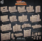 3D Printed Cast n Play Barn Walls and Doors Terrain Essentials 28mm 32mm D&D - Charming Terrain