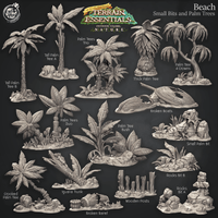3D Printed Cast n Play Beach Small Bits and Palm Trees Terrain Essentials Nature 28mm 32mm D&D - Charming Terrain
