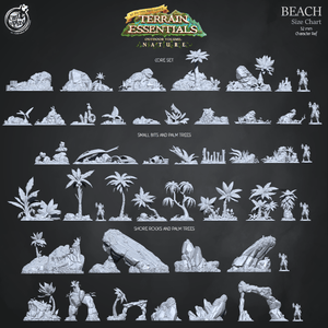 3D Printed Cast n Play Beach Small Bits and Palm Trees Terrain Essentials Nature 28mm 32mm D&D - Charming Terrain