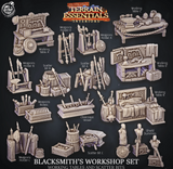 3D Printed Cast n Play Blacksmith's Workshop Tables and Bits Terrain Essentials 28mm 32mm D&D - Charming Terrain