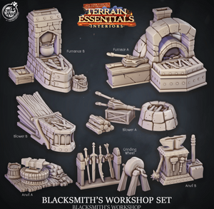 3D Printed Cast n Play Blacksmith's Workshop Terrain Essentials 28mm 32mm D&D - Charming Terrain