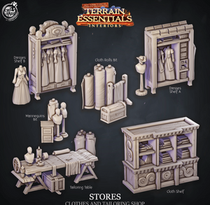 3D Printed Cast n Play Clothing And Tailoring Shop Terrain Essentials 28mm 32mm D&D - Charming Terrain