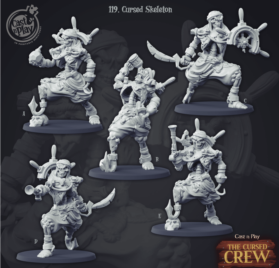 3D Printed Cast n Play Cursed Skeletons The Cursed Crew 28mm 32mm D&D - Charming Terrain