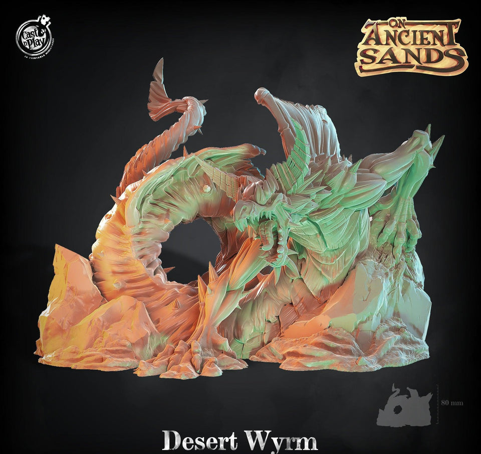 3D Printed Cast n Play Desert Wyrm On Ancient Sands 28mm 32mm D&D - Charming Terrain