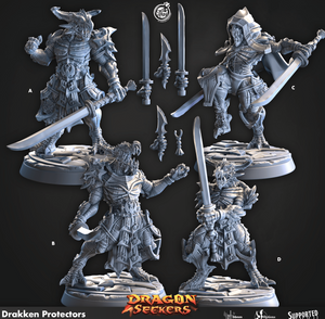 3D Printed Cast n Play Drakken Protectors Dragon Seekers 28 32mm D&D - Charming Terrain