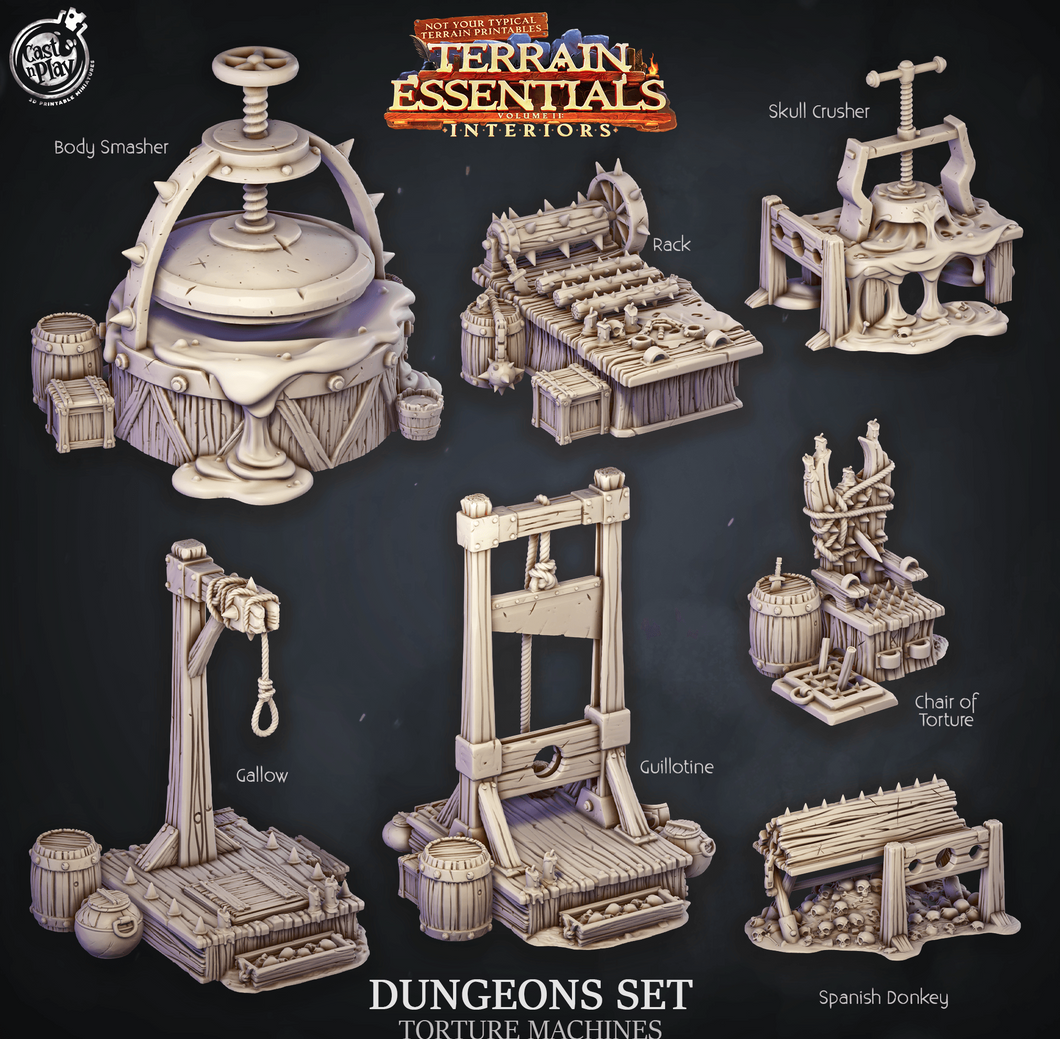 3D Printed Cast n Play Dungeons Torture Machines Terrain Essentials 28mm 32mm D&D - Charming Terrain