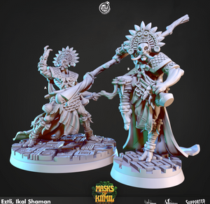 3D Printed Cast n Play Eztli, Ikal Shaman Masks of Kiimil 28 32mm D&D - Charming Terrain