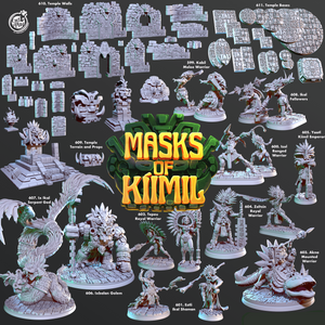 3D Printed Cast n Play Eztli, Ikal Shaman Masks of Kiimil 28 32mm D&D - Charming Terrain