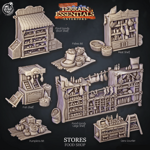 3D Printed Cast n Play Food Shop Terrain Essentials 28mm 32mm D&D - Charming Terrain