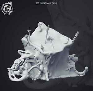 3D Printed Cast n Play Gelatinous Cube 28mm 32mm D&D - Charming Terrain