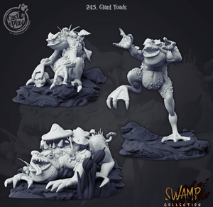 3D Printed Cast n Play Giant Toads Set - Swamp Collection - 28mm 32mm D&D - Charming Terrain
