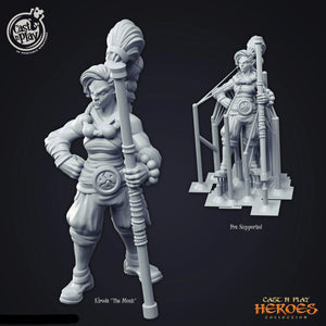 3D Printed Cast n Play Half Orc Female Monk 28mm 32mm D&D - Charming Terrain