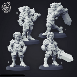 3D Printed Cast n Play Halfling Fighter Set 28mm 32mm D&D - Charming Terrain