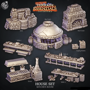 3D Printed Cast n Play House Set Kitchen Terrain Essentials 28mm 32mm D&D - Charming Terrain