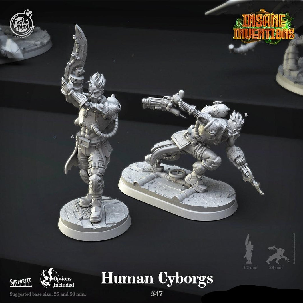 3D Printed Cast n Play Human Cyborgs Set Insane Inventions 28mm 32mm D&D - Charming Terrain