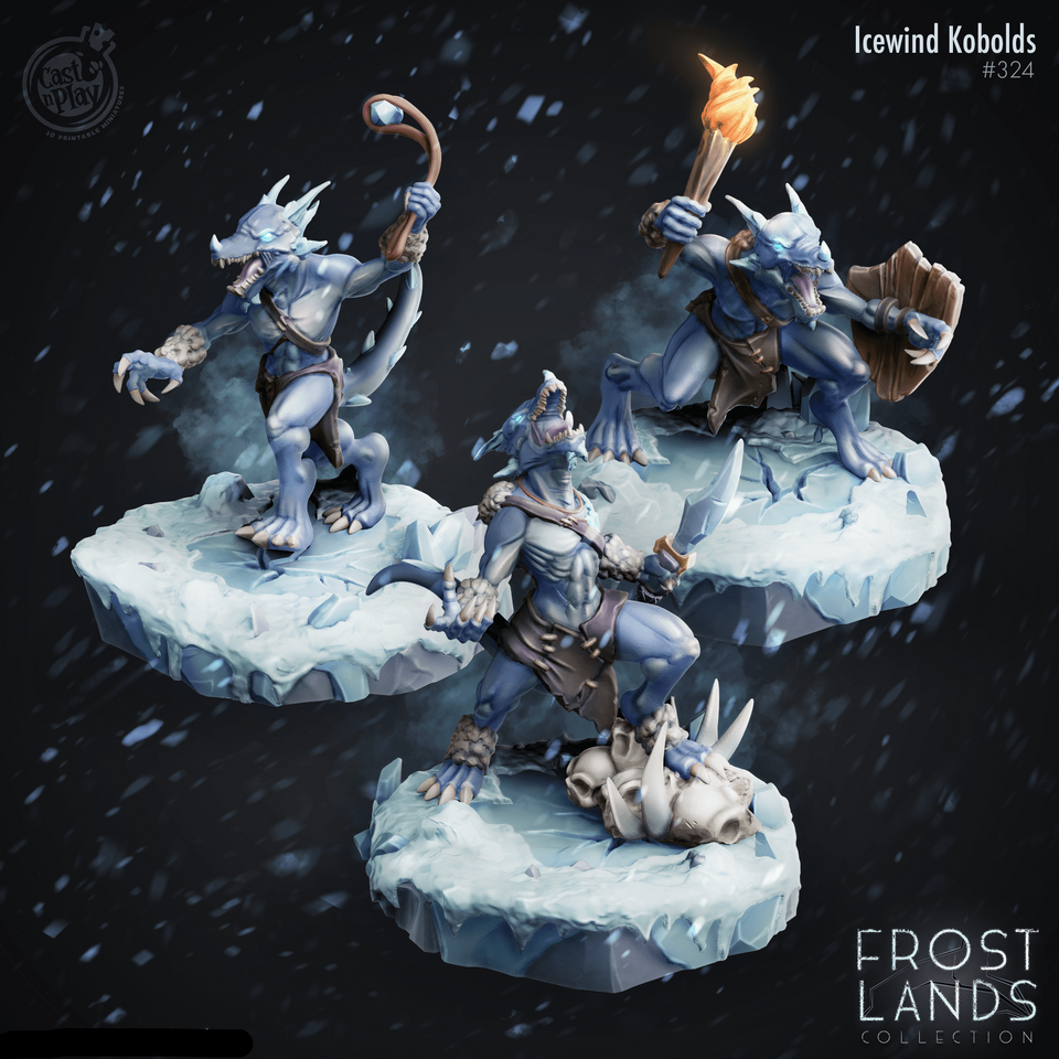 3D Printed Cast n Play Icewind Kobolds Frost Lands 28mm 32mm D&D - Charming Terrain