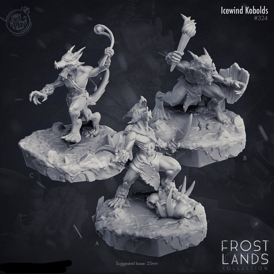 3D Printed Cast n Play Icewind Kobolds Frost Lands 28mm 32mm D&D - Charming Terrain