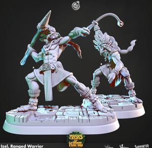 3D Printed Cast n Play Izel, Ranged Warrior Masks of Kiimil 28 32mm D&D - Charming Terrain