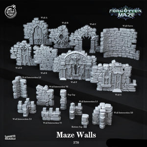 3D Printed Cast n Play Maze Walls Forgotten Maze 28mm 32mm D&D - Charming Terrain