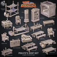 3D Printed Cast n Play Pirate Ship Cabin Furniture Terrain Essentials 28mm 32mm D&D - Charming Terrain