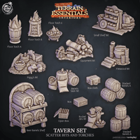 3D Printed Cast n Play Tavern Scatter Bits and Torches Terrain Essentials 28mm 32mm D&D - Charming Terrain