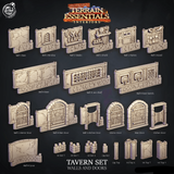 3D Printed Cast n Play Tavern Walls and Doors Terrain Essentials 28mm 32mm D&D - Charming Terrain
