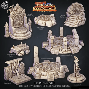 3D Printed Cast n Play Temple Portals, Invocation Circles and Fountains Terrain Essentials 28mm 32mm D&D - Charming Terrain