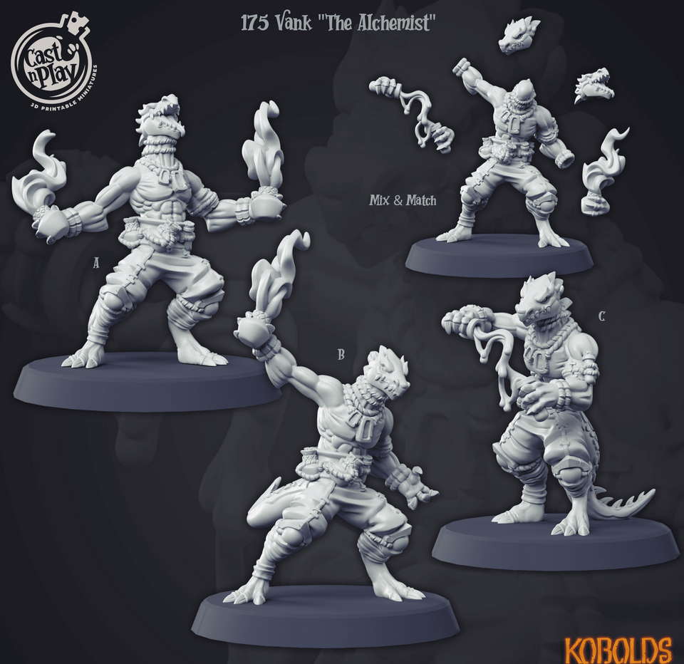 3D Printed Cast n Play Vank The Alchemist Kobold Collection 28 32mm D&D - Charming Terrain