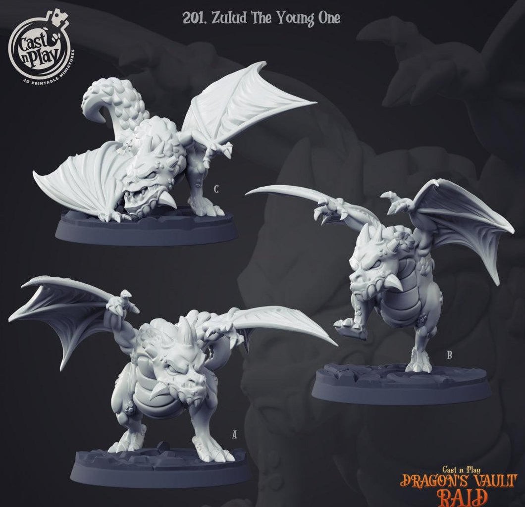 3D Printed Cast n Play Zulud the Young One Baby Dragon 28 32mm D&D - Charming Terrain