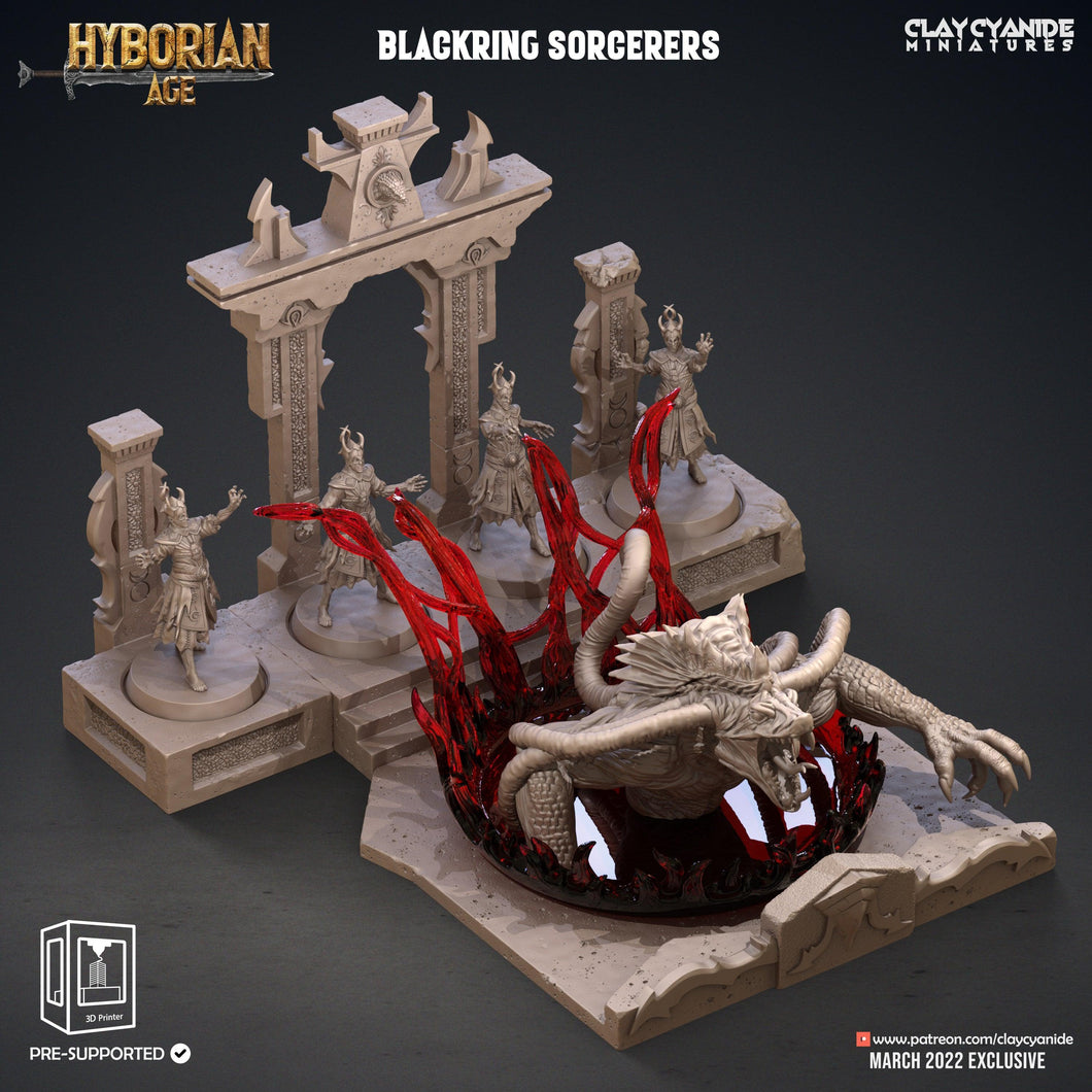 3D Printed Clay Cyanide Blackring Sorcerers Set Hyborean Age 28mm -32mm Ragnarok D&D - Charming Terrain