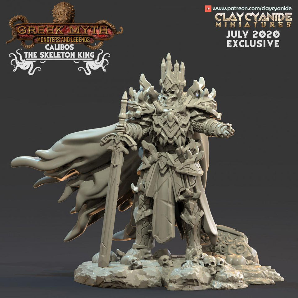 3D Printed Clay Cyanide Calibos, the Skeleton King Ragnarok D&D - Charming Terrain