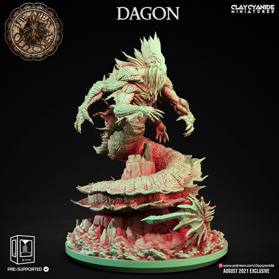 3D Printed Clay Cyanide Dagon Great Old Gods Ragnarok D&D - Charming Terrain