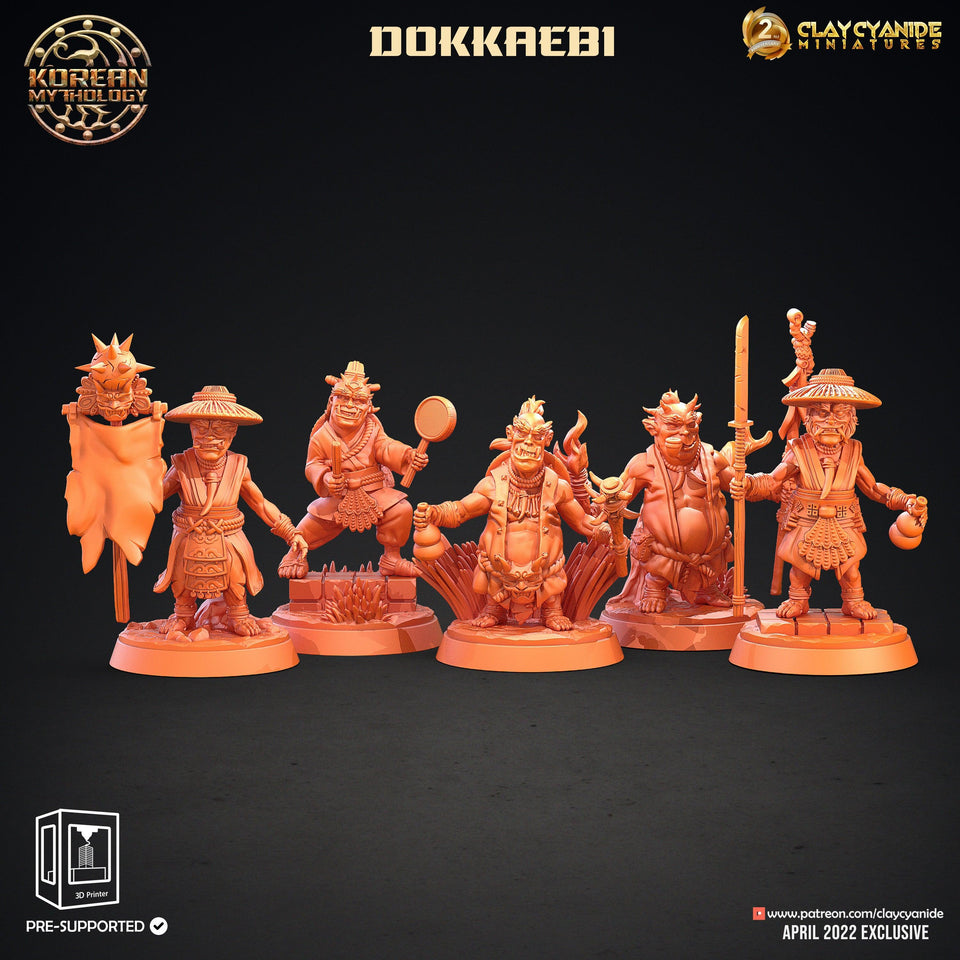 3D Printed Clay Cyanide Dokkaebi Warriors Korean Mythology Ragnarok D&D - Charming Terrain