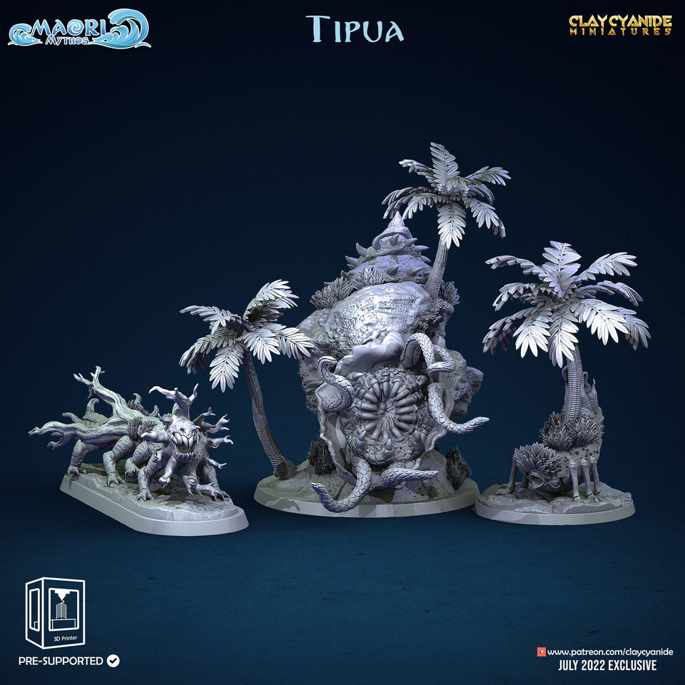 3D Printed Clay Cyanide Tipua Tree and Shell Set Maori Mythos 28mm-32mm Ragnarok D&D - Charming Terrain