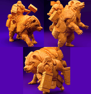 3D Printed Dwarf’s Army Nafarrate - Dwarf Bear Rider Set 28mm 32mm Ragnarok D&D - Charming Terrain