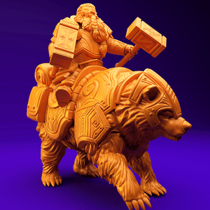 3D Printed Dwarf’s Army Nafarrate - Dwarf Bear Rider Set 28mm 32mm Ragnarok D&D - Charming Terrain