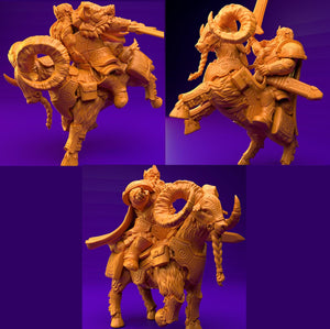 3D Printed Dwarf’s Army Nafarrate - Dwarf Ram Goat Rider Set 28mm 32mm Ragnarok D&D - Charming Terrain