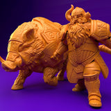 3D Printed Dwarf’s Army Nafarrate - Dwarf Wild Pig Boar Rider Set 28mm 32mm Ragnarok D&D - Charming Terrain